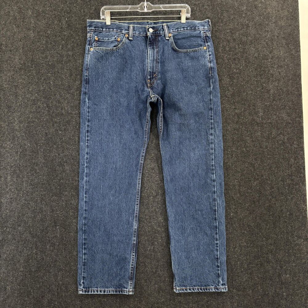 Levis 505 Jeans Mens 36x30 Blue Denim Straight Leg Classic Fit Pants Cotton
